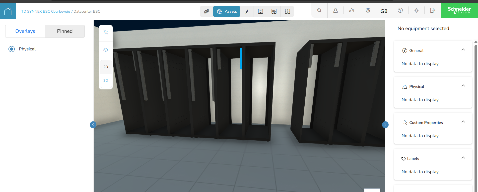 Aperçu 3D du datacenter